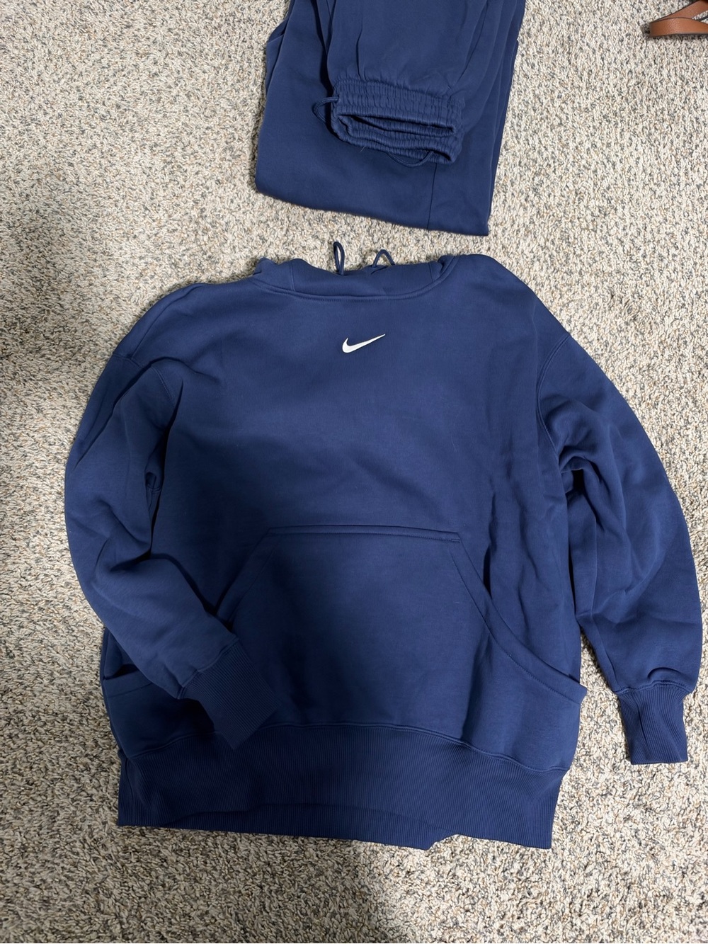 Nike Navy Blue Crewneck Sweatshirt with White Swoosh